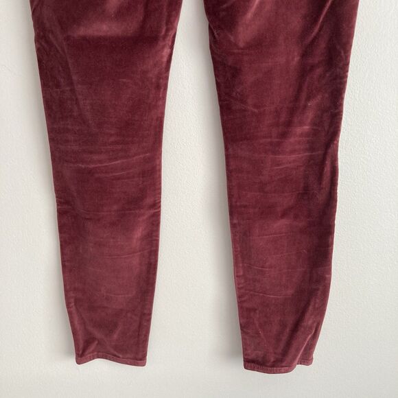 Frame Le High Skinny Velveteen Pants Jeans Womens Size 28 Burgundy Holiday - Picture 8 of 9